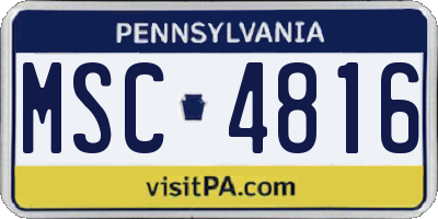 PA license plate MSC4816