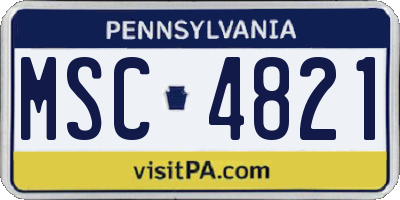 PA license plate MSC4821
