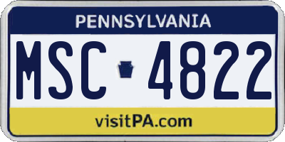 PA license plate MSC4822