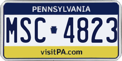 PA license plate MSC4823