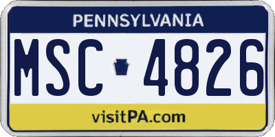 PA license plate MSC4826