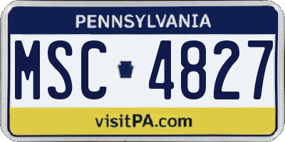 PA license plate MSC4827
