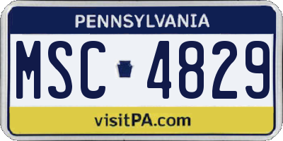 PA license plate MSC4829