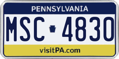 PA license plate MSC4830