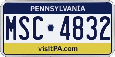 PA license plate MSC4832