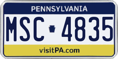 PA license plate MSC4835