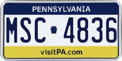 PA license plate MSC4836