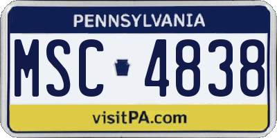 PA license plate MSC4838