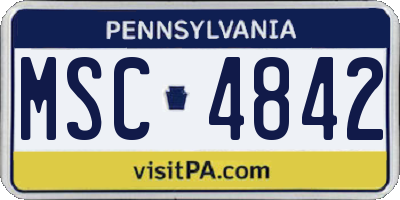 PA license plate MSC4842