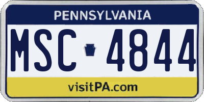 PA license plate MSC4844