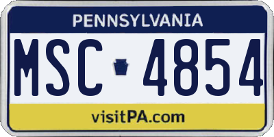 PA license plate MSC4854