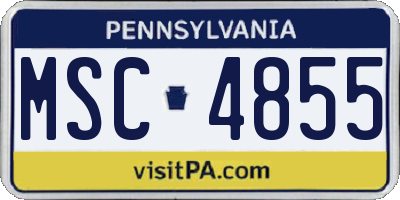 PA license plate MSC4855