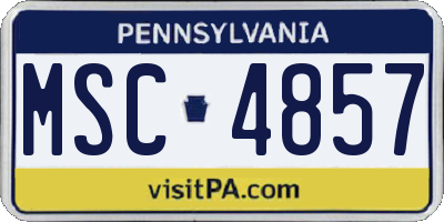 PA license plate MSC4857