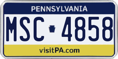 PA license plate MSC4858