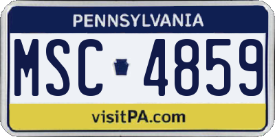 PA license plate MSC4859