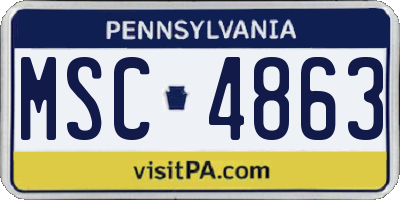 PA license plate MSC4863