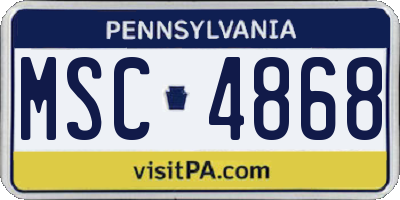 PA license plate MSC4868