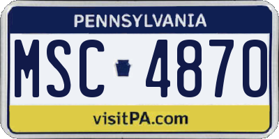 PA license plate MSC4870