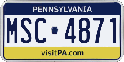PA license plate MSC4871