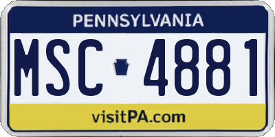 PA license plate MSC4881
