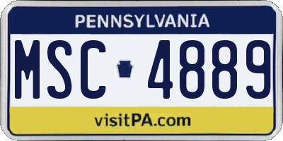 PA license plate MSC4889