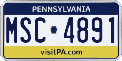 PA license plate MSC4891