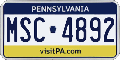 PA license plate MSC4892