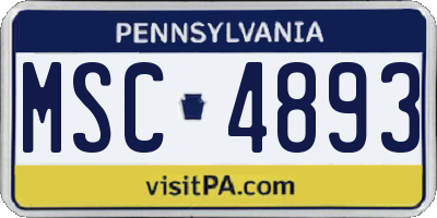 PA license plate MSC4893