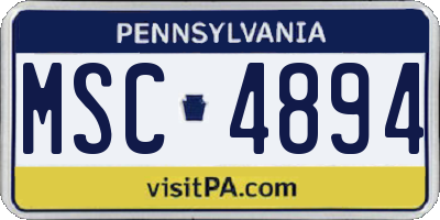 PA license plate MSC4894