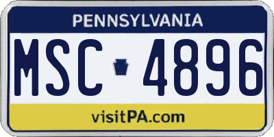 PA license plate MSC4896