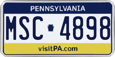PA license plate MSC4898