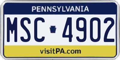 PA license plate MSC4902