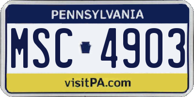 PA license plate MSC4903