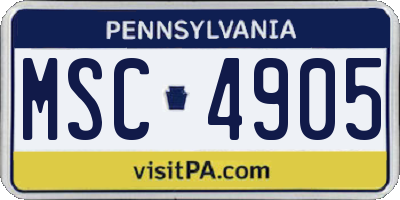 PA license plate MSC4905