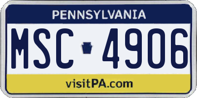 PA license plate MSC4906