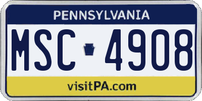 PA license plate MSC4908