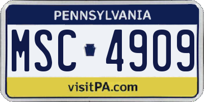 PA license plate MSC4909