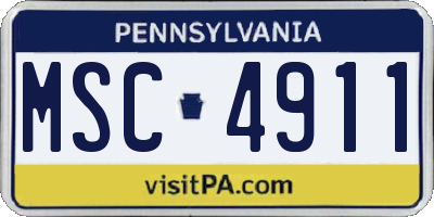 PA license plate MSC4911
