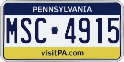 PA license plate MSC4915