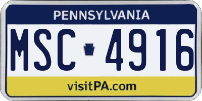 PA license plate MSC4916