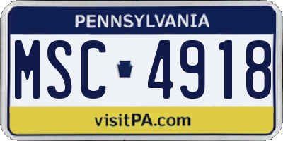 PA license plate MSC4918