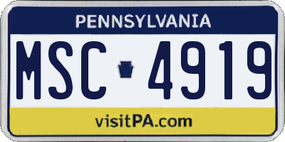 PA license plate MSC4919