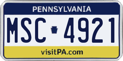 PA license plate MSC4921
