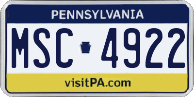 PA license plate MSC4922