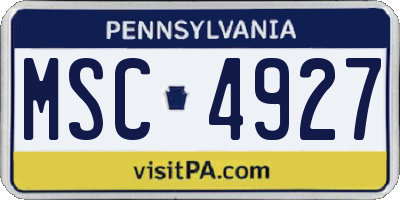 PA license plate MSC4927