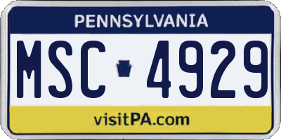PA license plate MSC4929