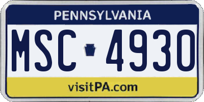 PA license plate MSC4930