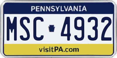 PA license plate MSC4932