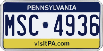 PA license plate MSC4936
