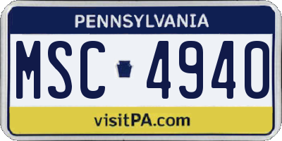 PA license plate MSC4940